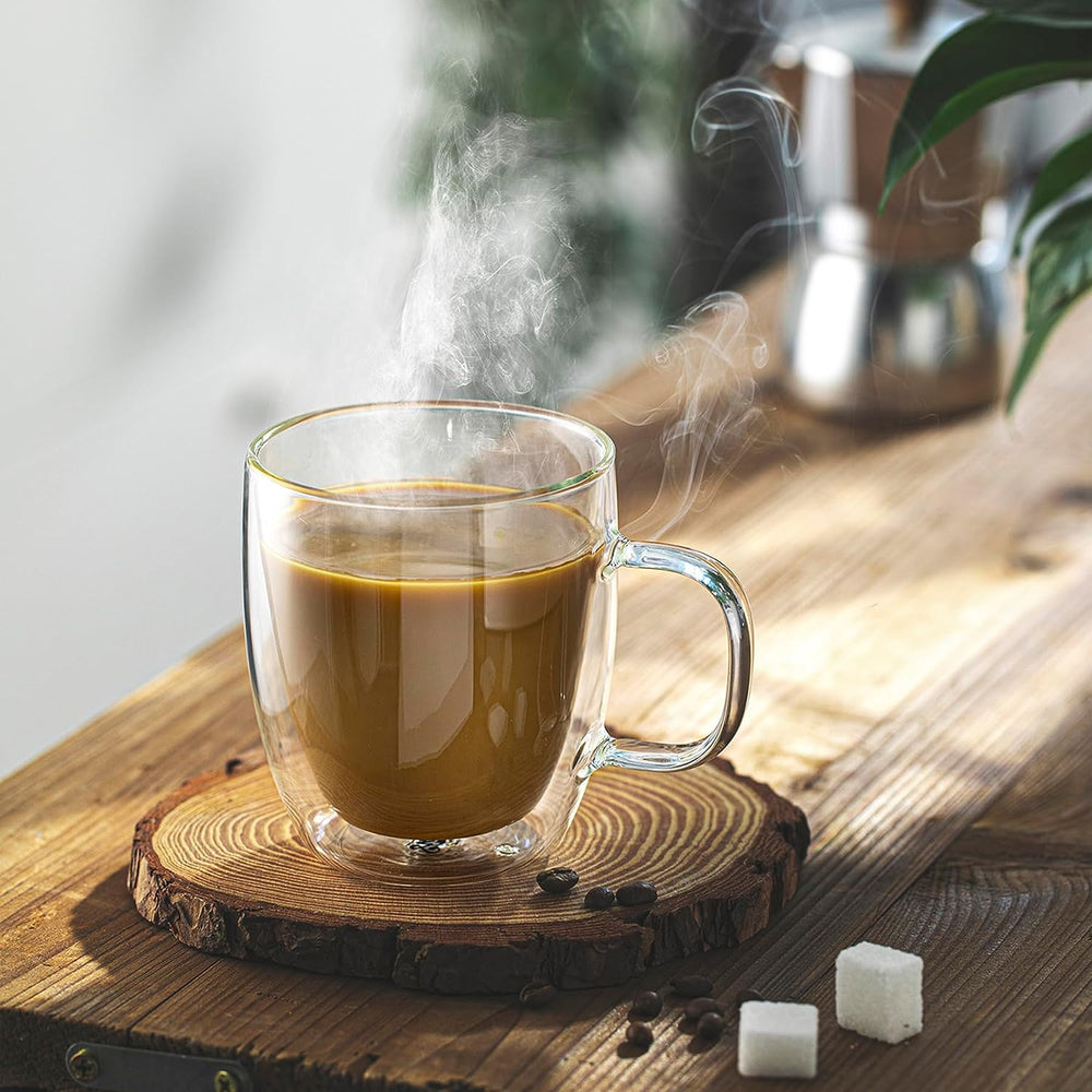 Set x 4 tazas de vidrio doble pared Verona 270 ml · para café, té, postres y más