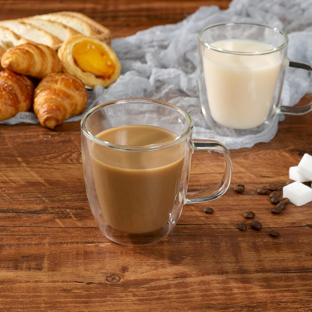 Set x 4 tazas de vidrio doble pared Verona 270 ml · para café, té, postres y más