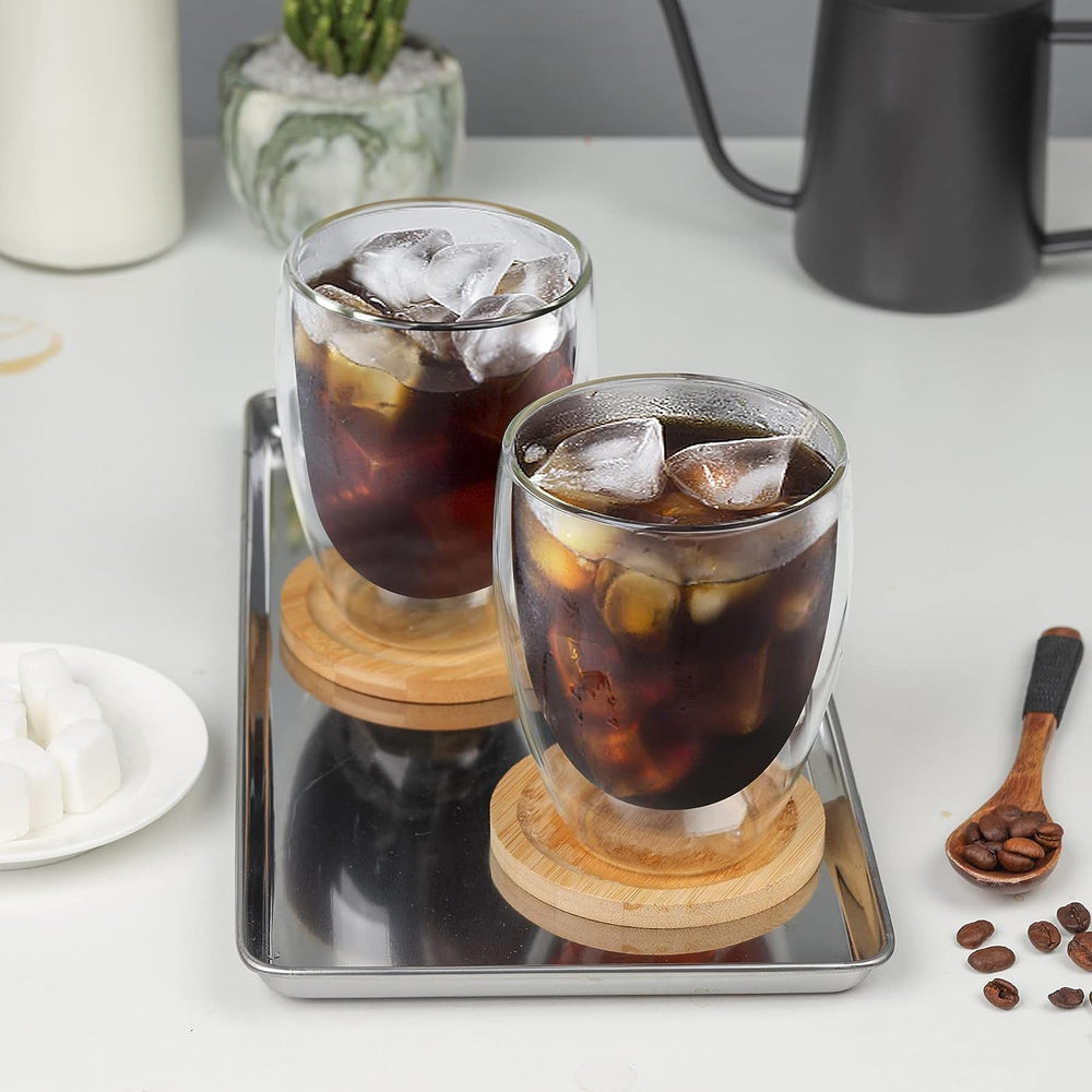 Set x 4 vasos de vidrio doble pared Verona 300 ml · para café, jugos, cócteles y más