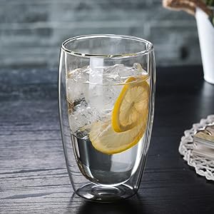 Set x 4 vasos de vidrio doble pared Verona 380 ml · para lattes, jugos, cócteles y más