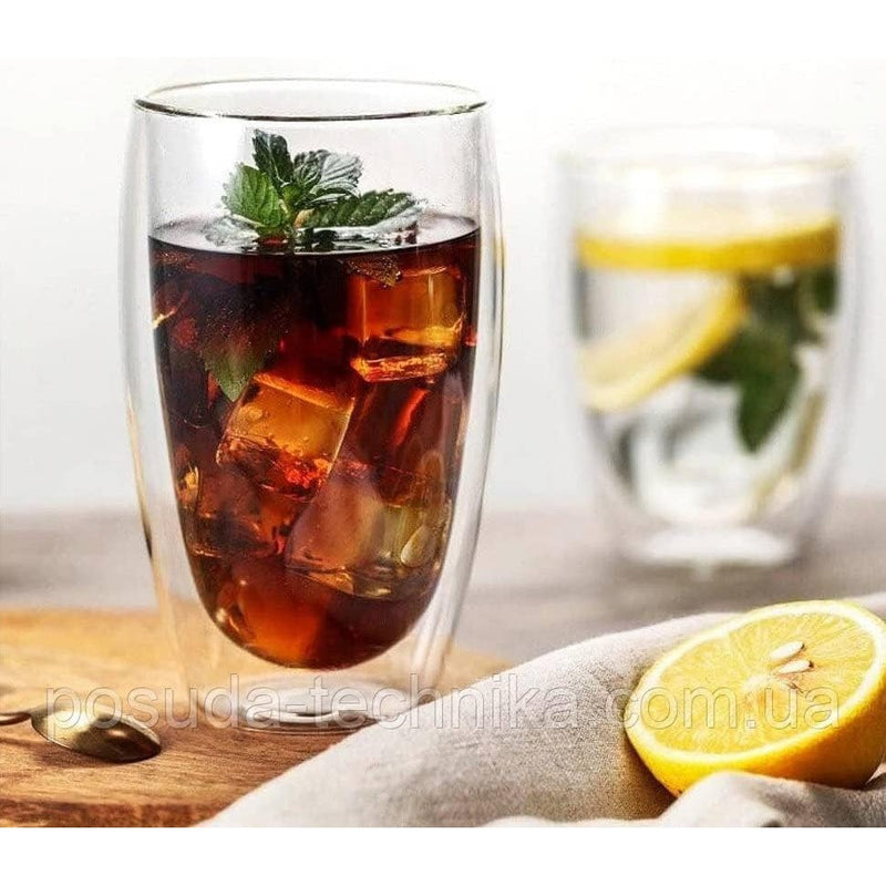 Set x 4 vasos de vidrio doble pared Verona 380 ml · para lattes, jugos, cócteles y más