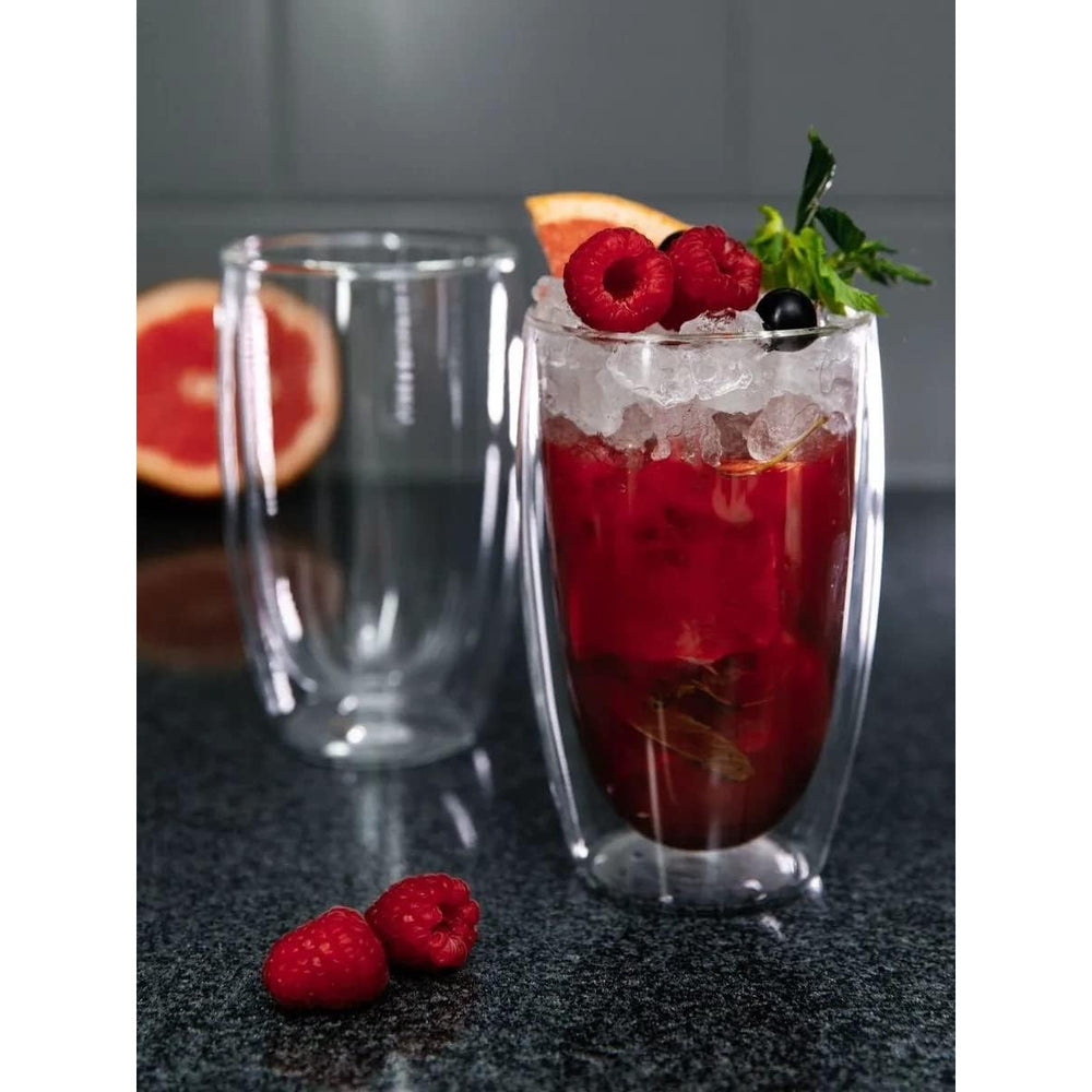 Set x 4 vasos de vidrio doble pared Verona 380 ml · para lattes, jugos, cócteles y más