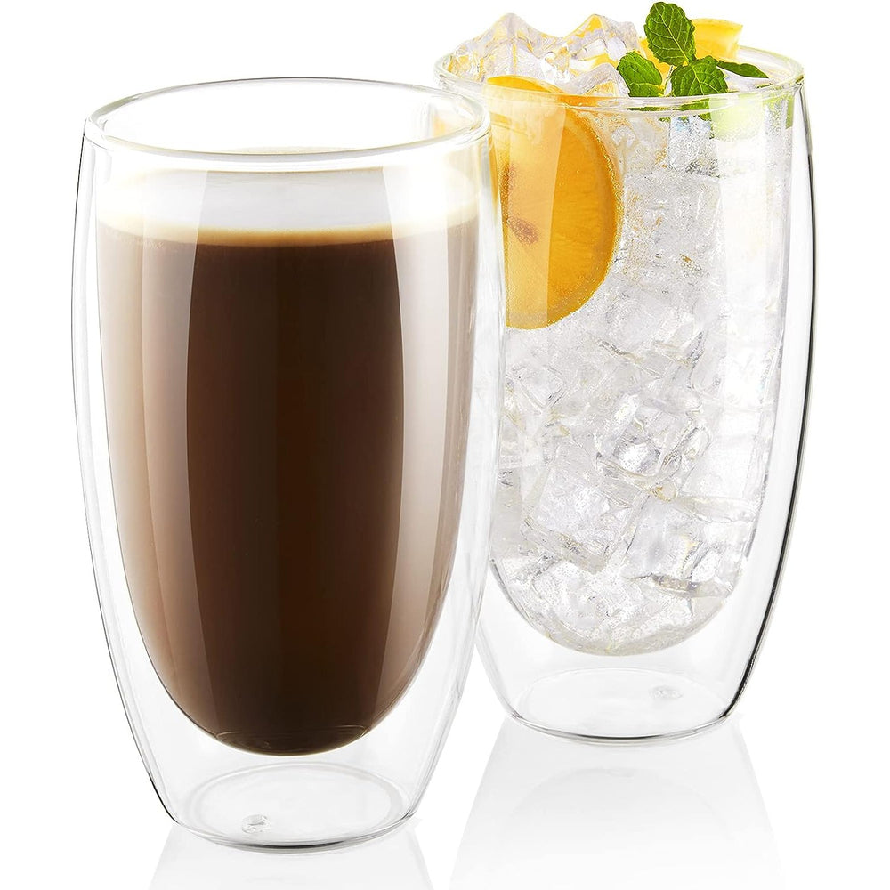 Set x 4 vasos de vidrio doble pared Verona 380 ml · para lattes, jugos, cócteles y más