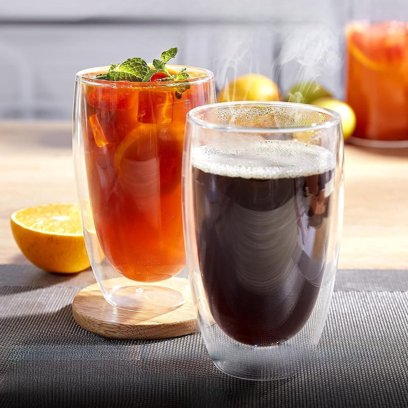 Set x 4 vasos de vidrio doble pared Verona 380 ml · para lattes, jugos, cócteles y más