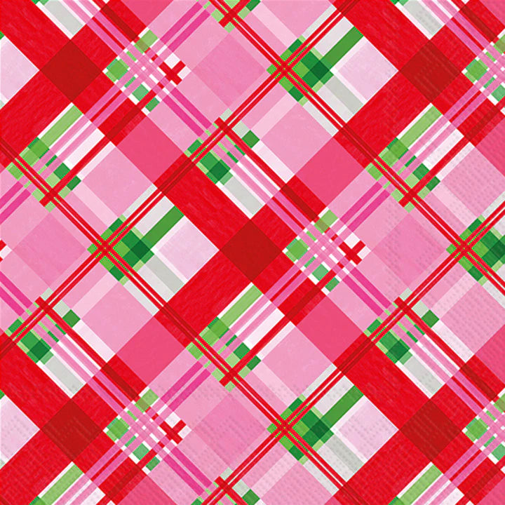 Set x 20 servilletas Pink Plaid cocktail de papel