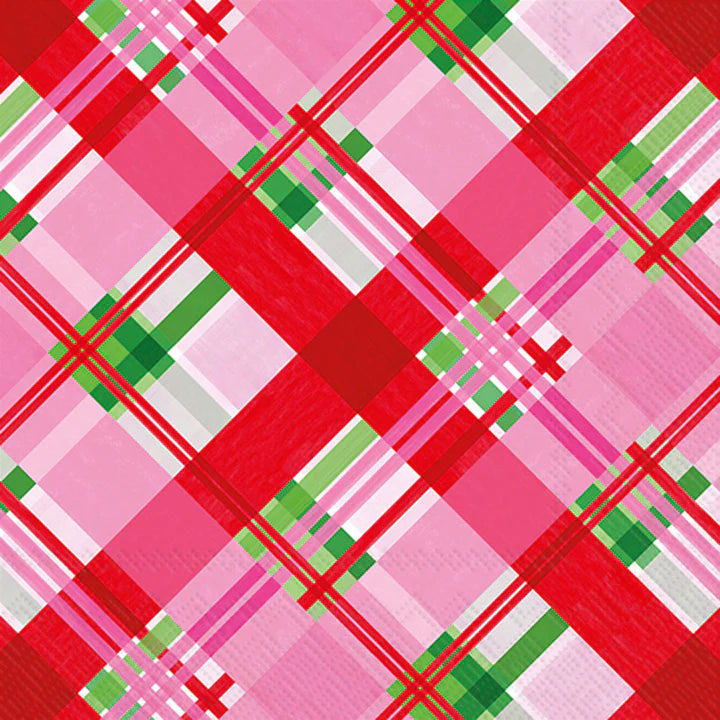 Set x 20 servilletas Pink Plaid cocktail de papel