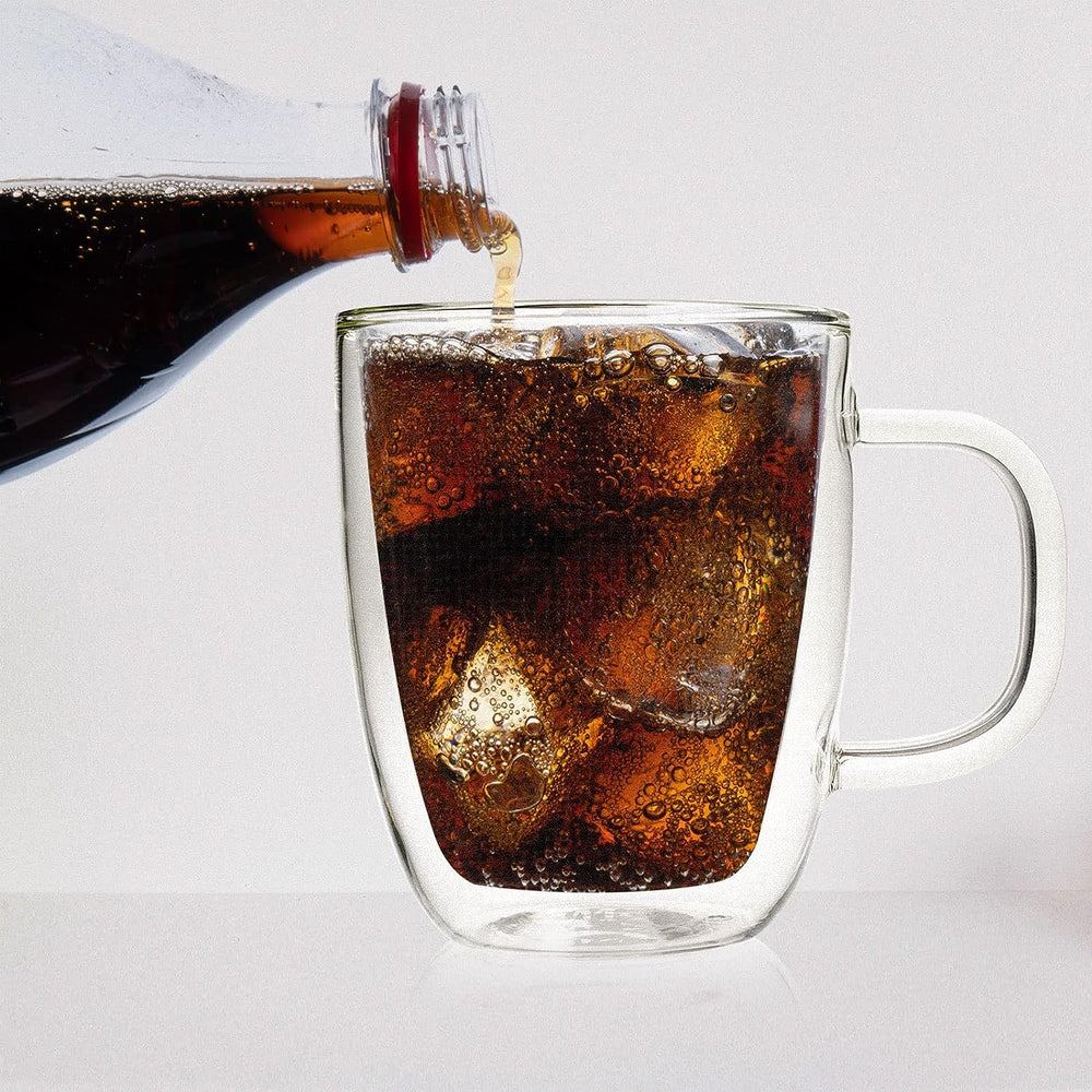 Set x 4 Tazas de Vidrio Doble Pared Verona 400ml – Para Lattes, Infusiones, Jugos y Más