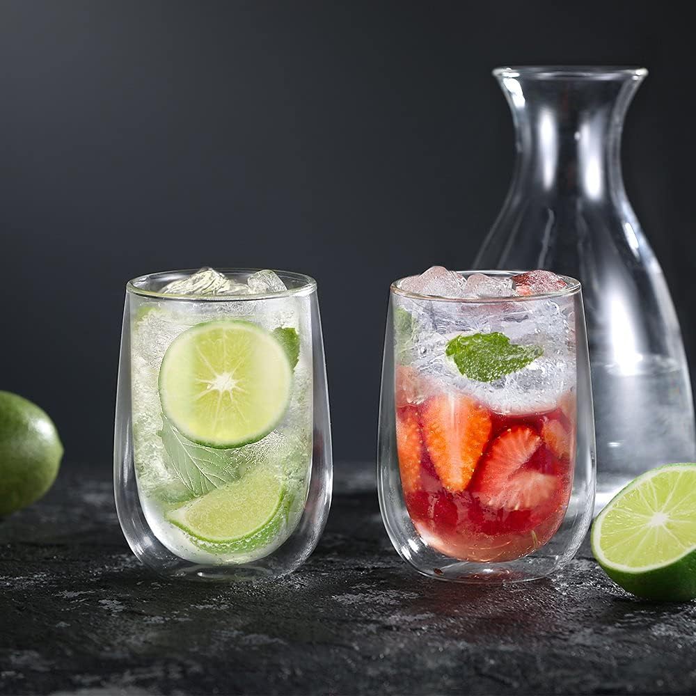 Set x 4 Vasos de Vidrio Doble Pared Verona 300ml – Para Café, Jugos, Cócteles y Más