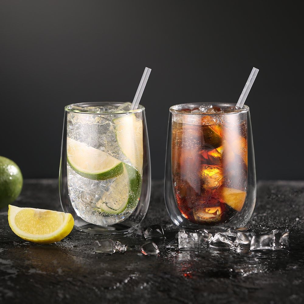 Set x 4 Vasos de Vidrio Doble Pared Verona 300ml – Para Café, Jugos, Cócteles y Más