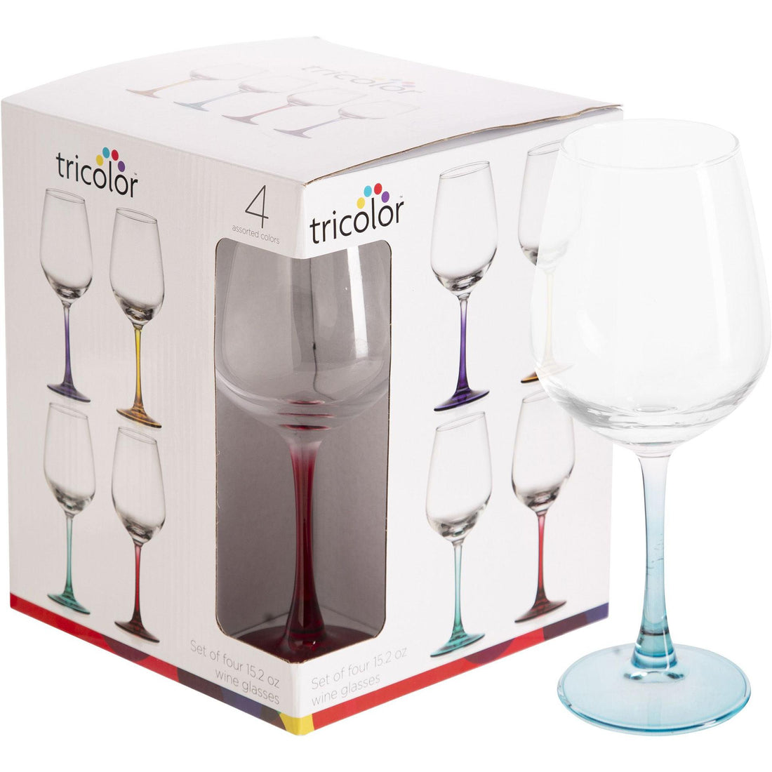 Set x 4 copas vino tricolor 15.2 oz