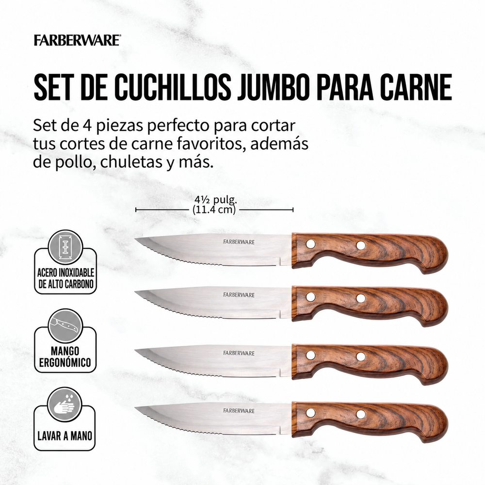 Set x 4 cuchillos carne Jumbo
