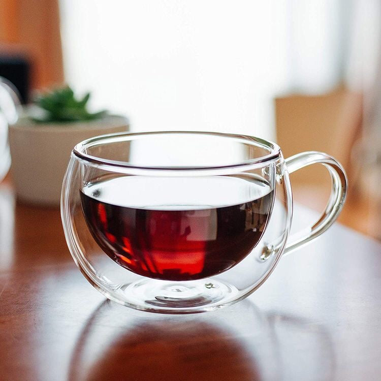 Set x 4 tazas de vidrio doble pared Verona 270 ml · para café, té, bebidas frías y postres