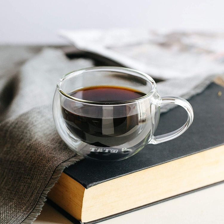 Set x 4 tazas de vidrio doble pared Verona 270 ml · para café, té, bebidas frías y postres