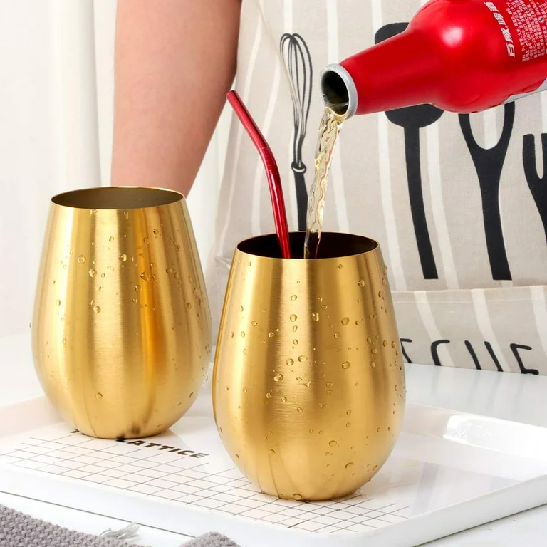 Set x 4 vasos acero inoxidable dorado mate 550 ml · Irrompibles