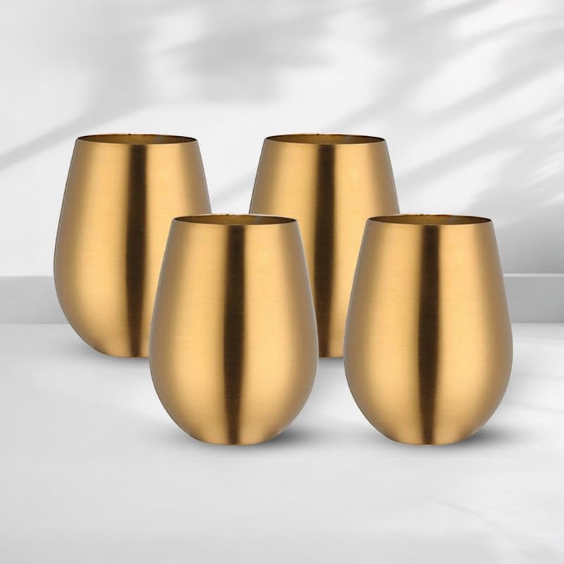 Set x 4 vasos acero inoxidable dorado mate 550 ml · Irrompibles