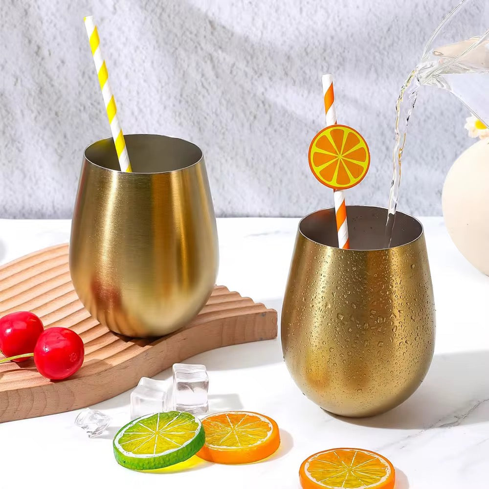 Set x 4 vasos acero inoxidable dorado mate 550ml - Irrompibles
