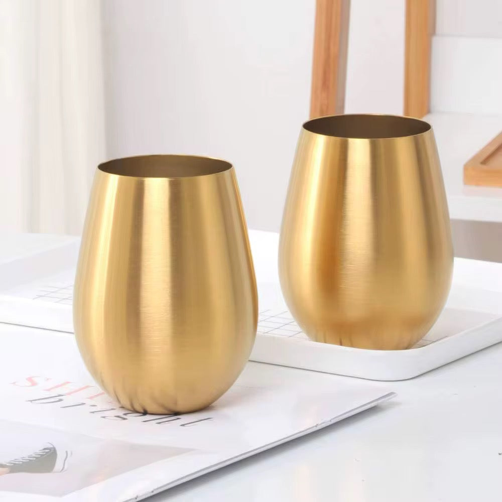 Set x 4 vasos acero inoxidable dorado mate 550ml - Irrompibles