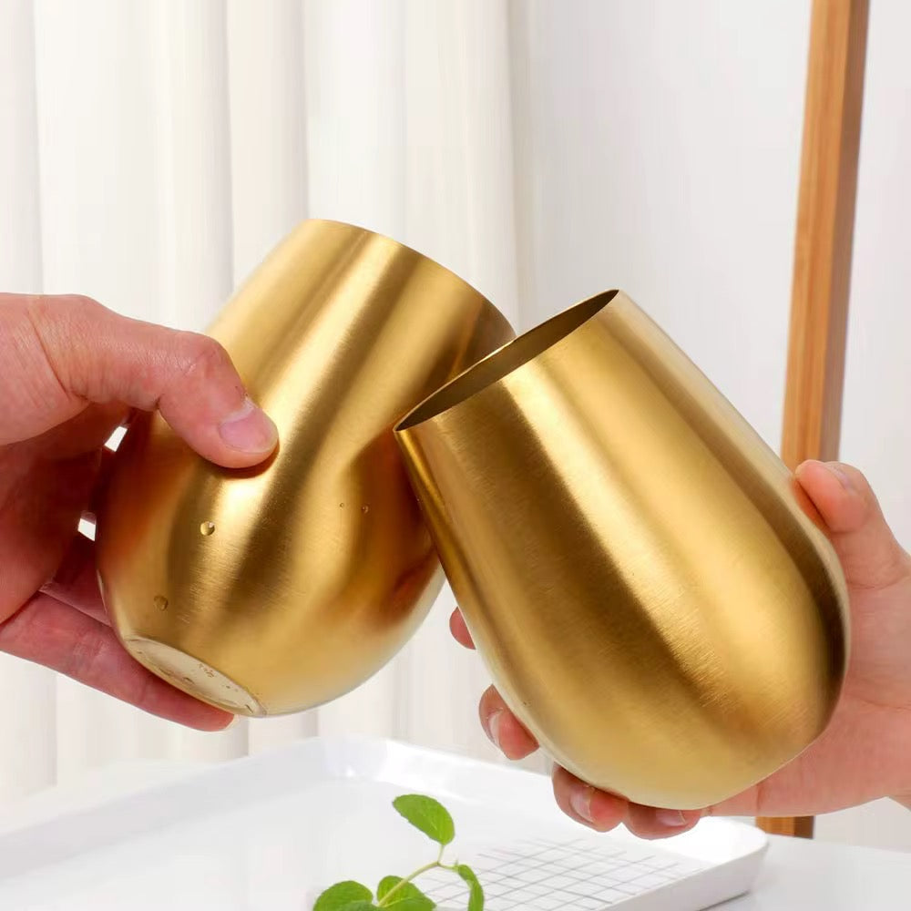 Set x 4 vasos acero inoxidable dorado mate 550ml - Irrompibles