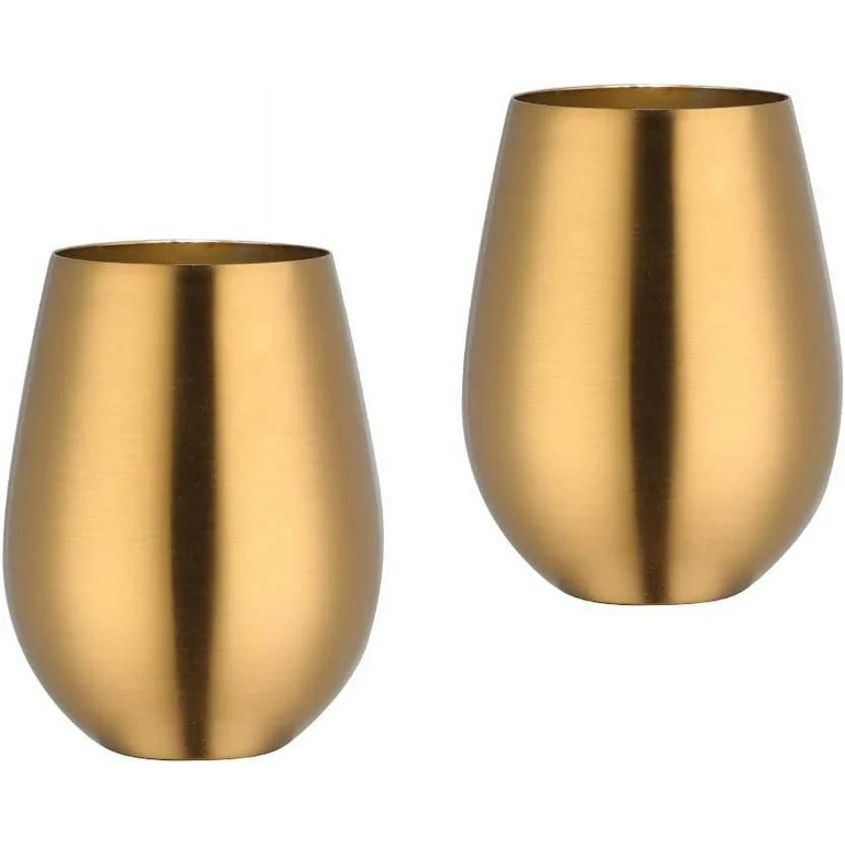 Set x 4 vasos acero inoxidable dorado mate 550ml - Irrompibles