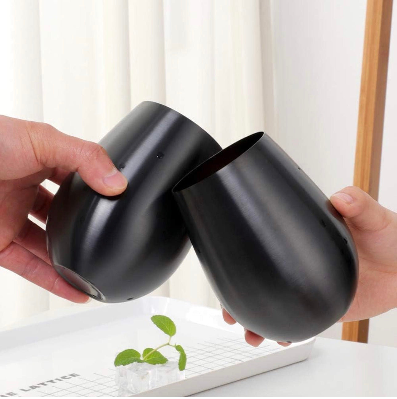 Set x 4 vasos acero inoxidable negro mate 550ml - Irrompibles