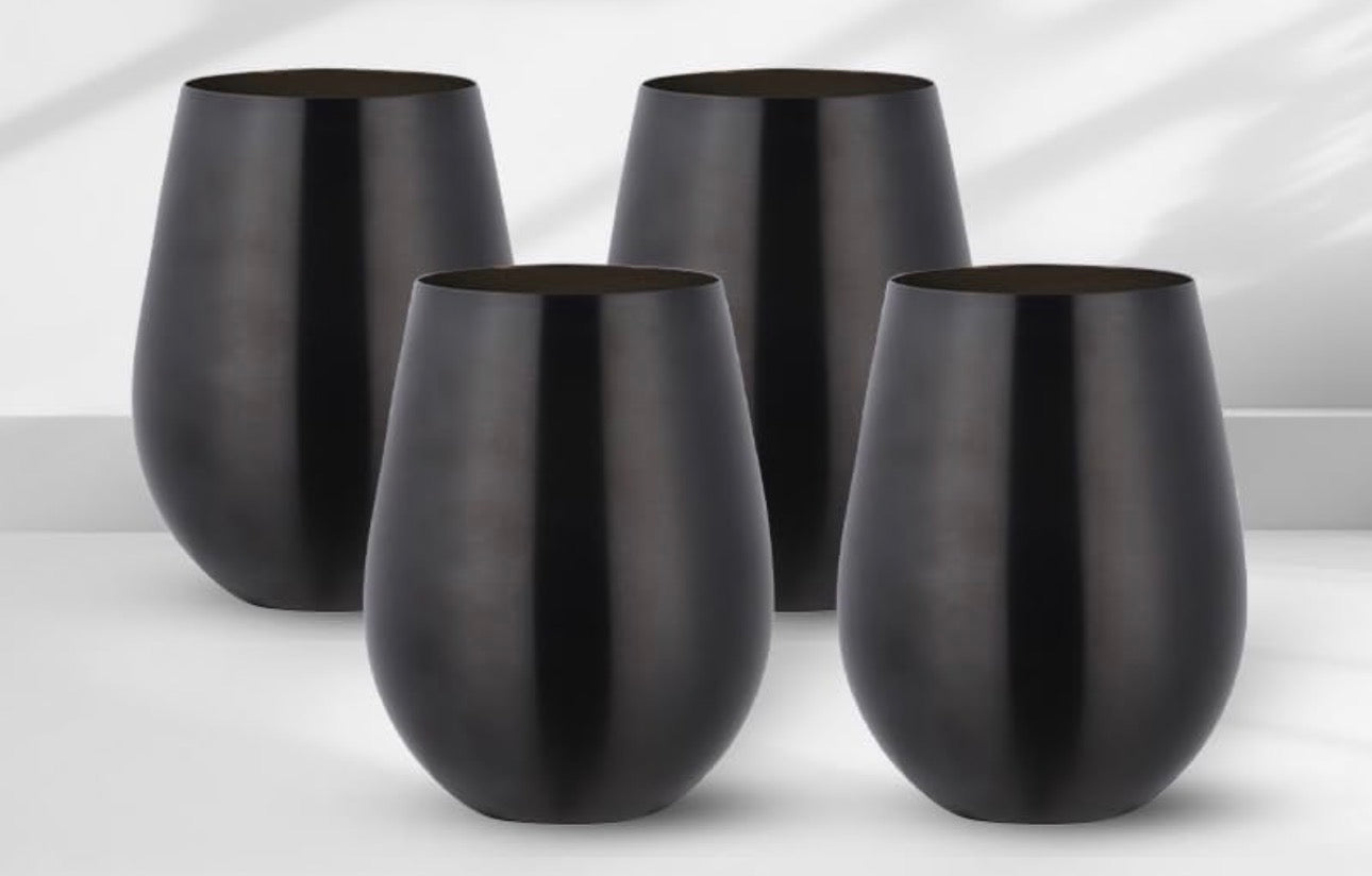 Set x 4 vasos acero inoxidable negro mate 550ml - Irrompibles