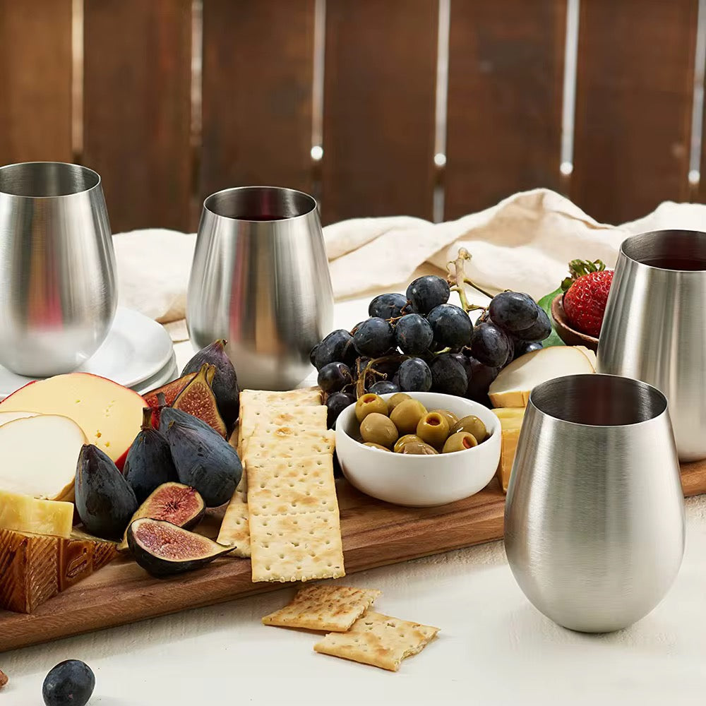 Set x 4 vasos acero inoxidable plateado mate 550ml - Irrompibles