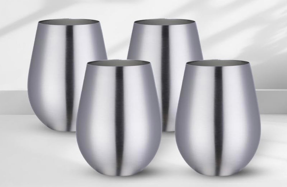 Set x 4 vasos acero inoxidable plateado mate 550ml - Irrompibles