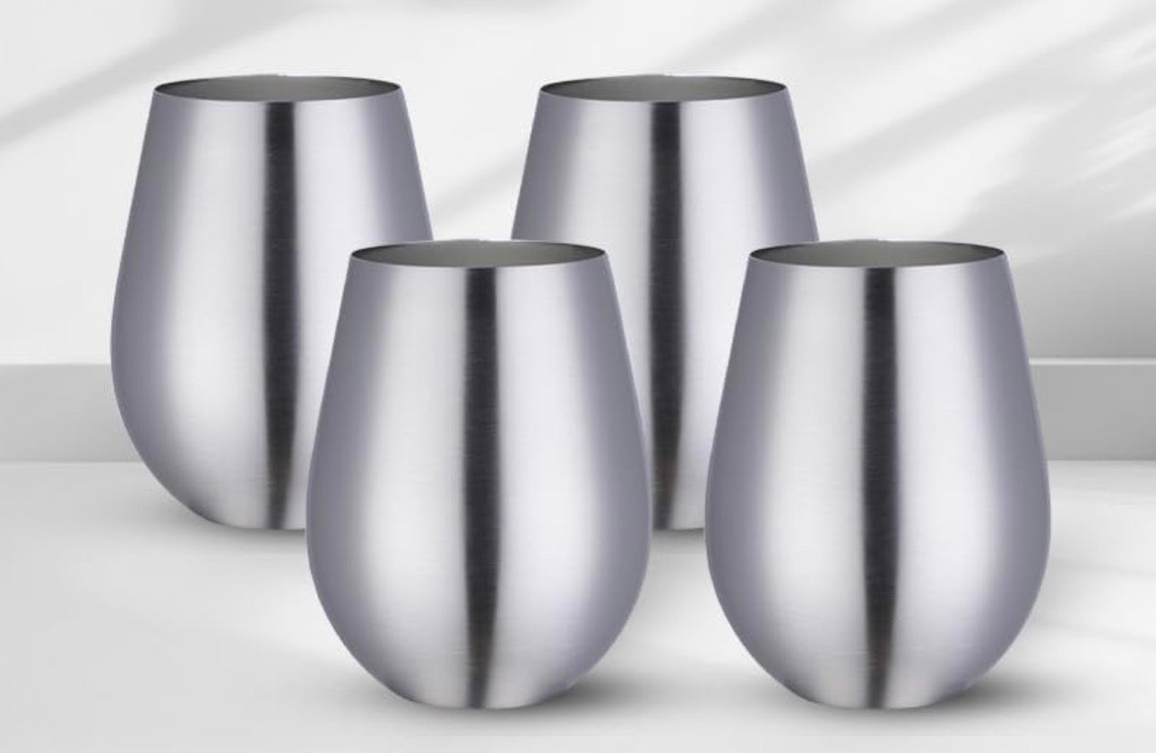Set x 4 vasos acero inoxidable plateado mate 550ml - Irrompibles
