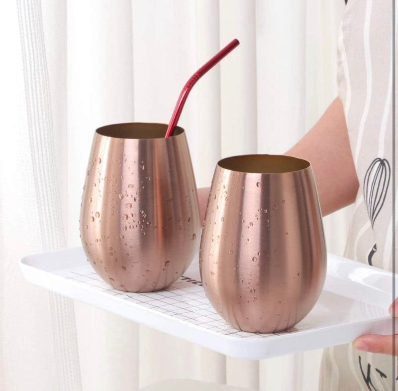 Set x 4 vasos acero inoxidable rose gold mate 550 ml · Irrompibles