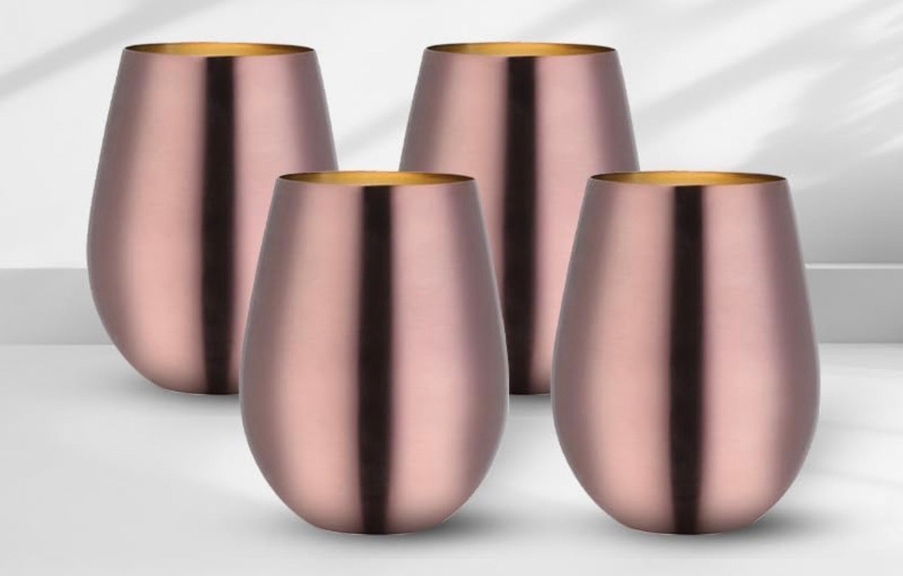 Set x 4 vasos acero inoxidable rose gold mate 550ml - Irrompibles