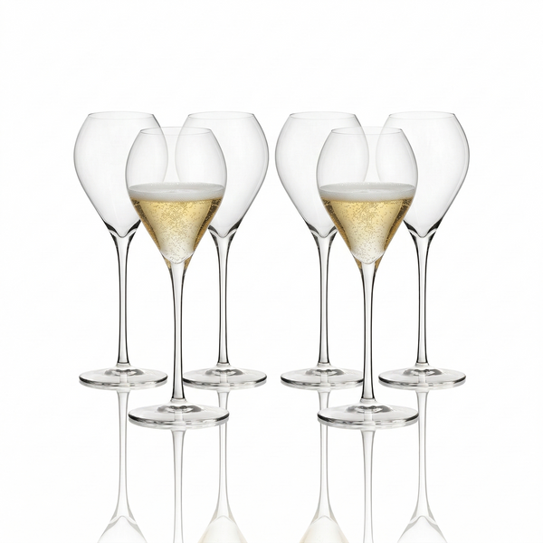 Set x 6 copas tulip espumante Reserva cristal hechas a mano 350 ml