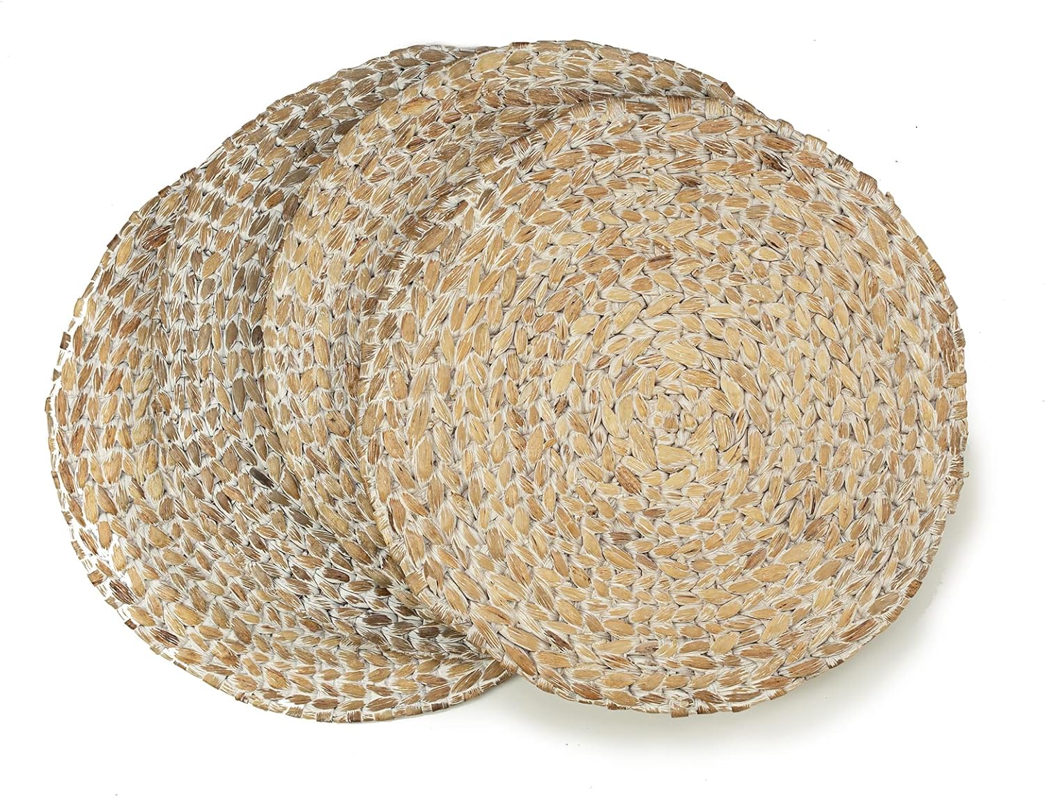 Set de 4 Individuales Redondos de Fibra Natural Trenzada whitewash - Hechos a mano