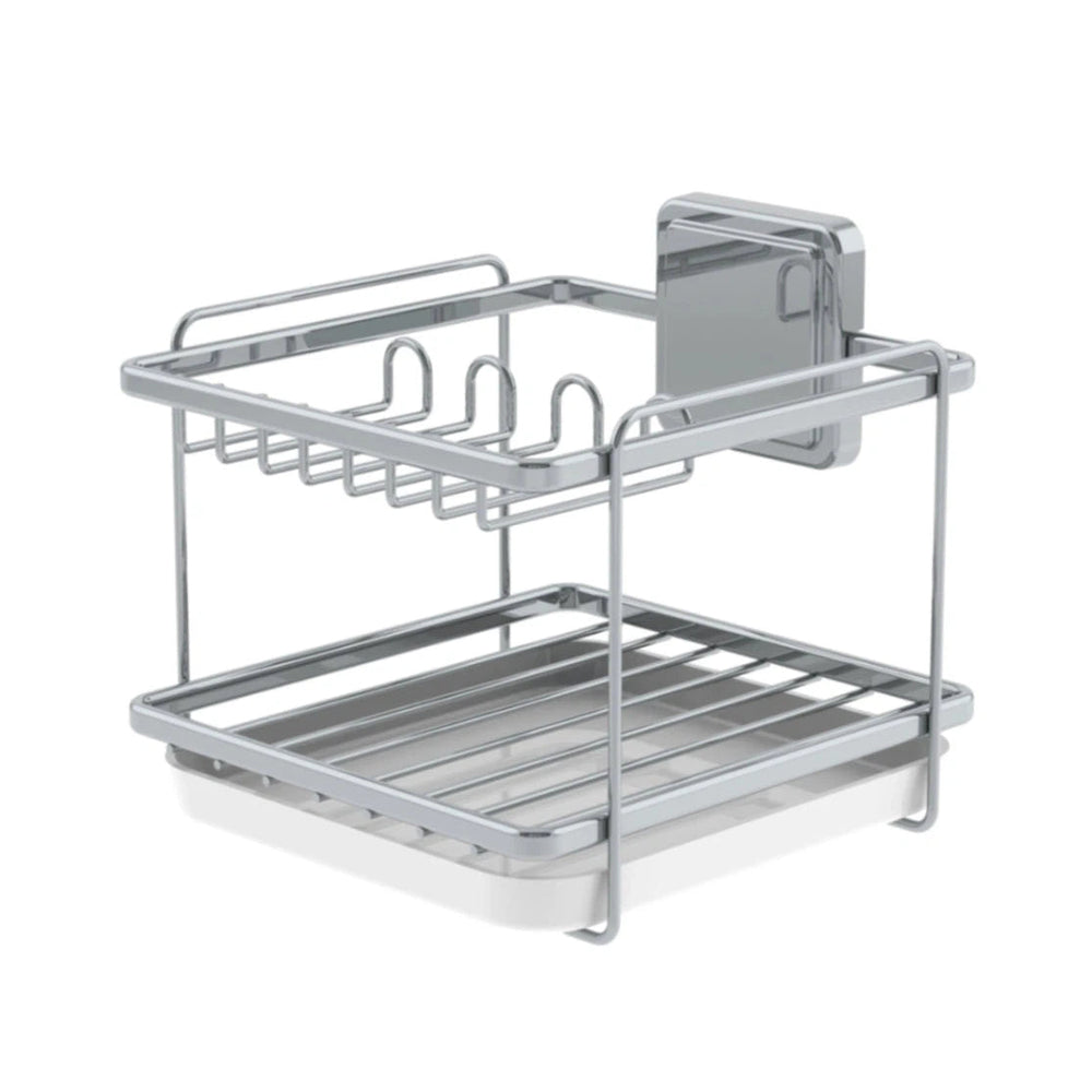 Soporte para detergente, jabón y esponja con adhesivo plateado