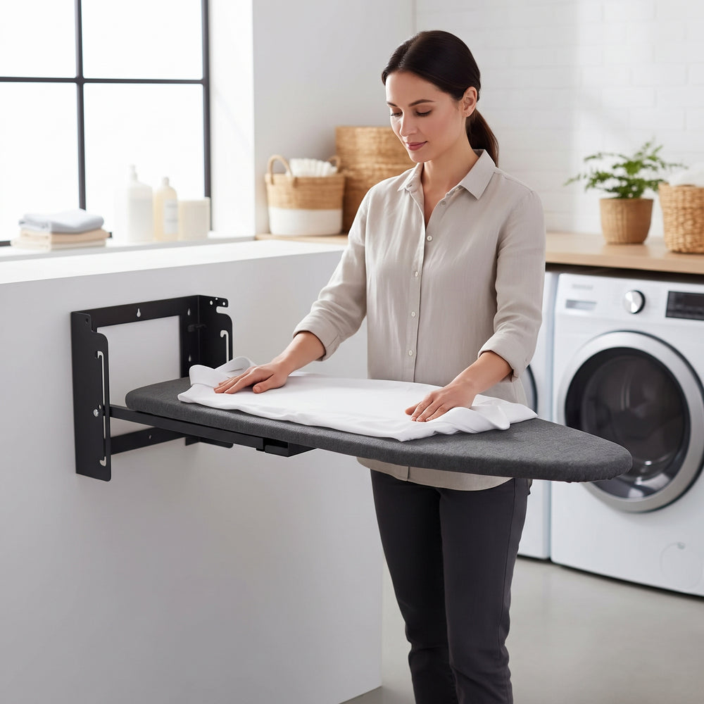 Tabla de planchar de pared plegable y giratoria IronFold negra
