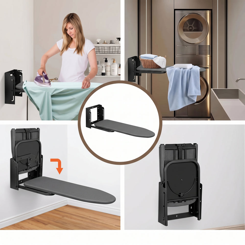 Tabla de planchar de pared plegable y giratoria IronFold negra