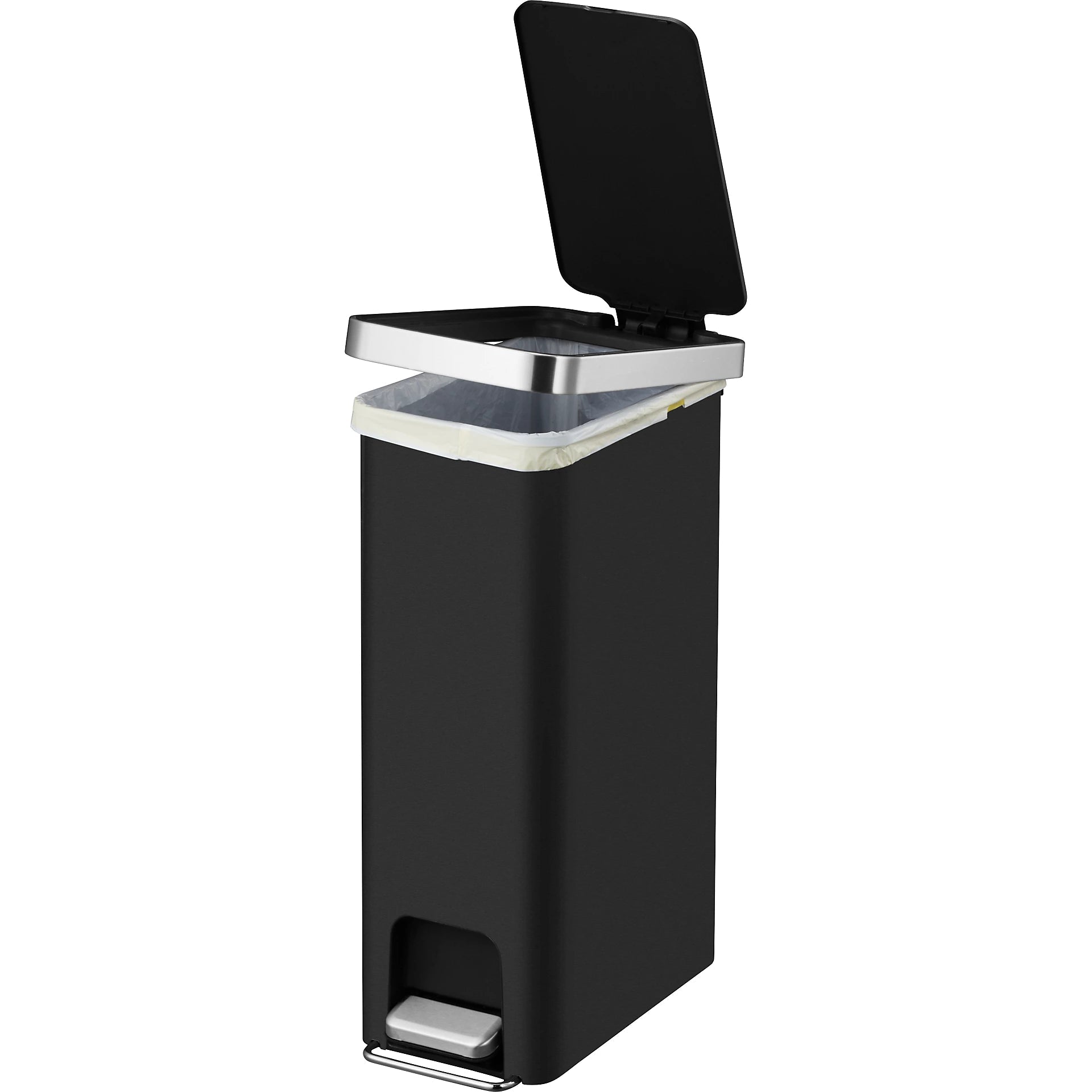 Tacho basura pedal Hana slim plástico 45L negro