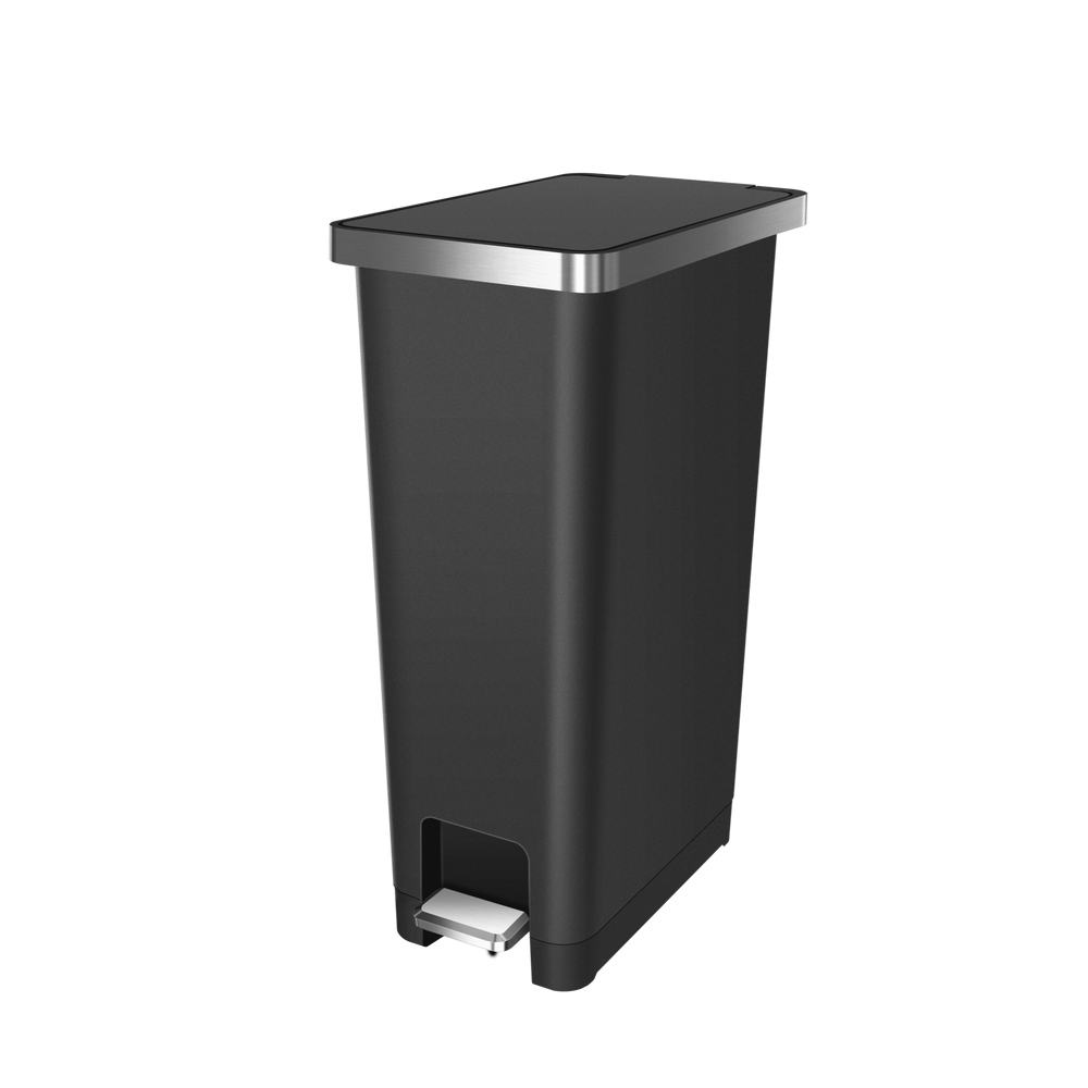 Tacho de basura con pedal de 45 litros negro formato slim