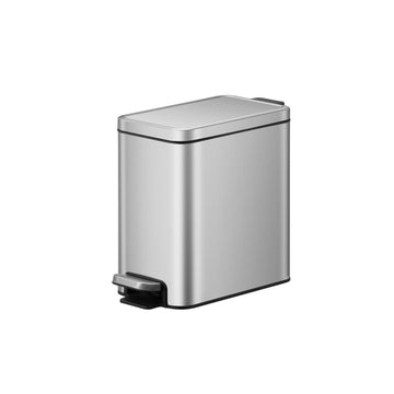 Tacho de Basura Pedal Stella Slim 10L Acero Inoxidable Plateado – Tapa Silenciosa, Diseño Vertical y Balde Interior
