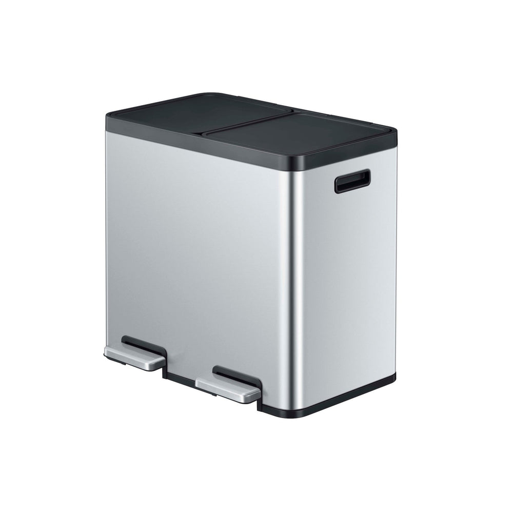 Tacho de Basura Reciclaje EKO Essential 22L+22L Acero Inoxidable Antihuella – Separador de Residuos sin Contacto y Doble Pedal