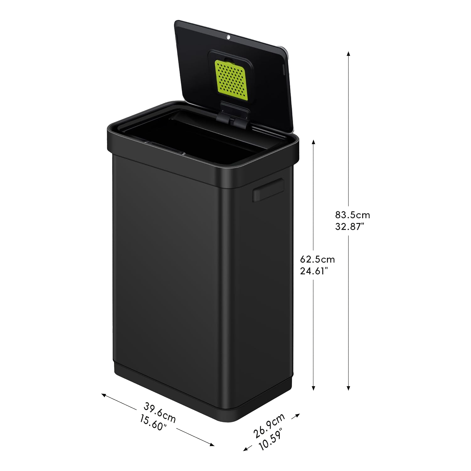 Tacho de Basura Sensor Deluxe Mirage-T 50L Negro Acerado – Apertura Automática sin Contacto
