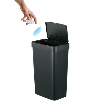 Tacho de Basura Sensor Hana 50L Plástico Negro – Tapa Automática, Pantalla Digital y Sujeta Bolsas