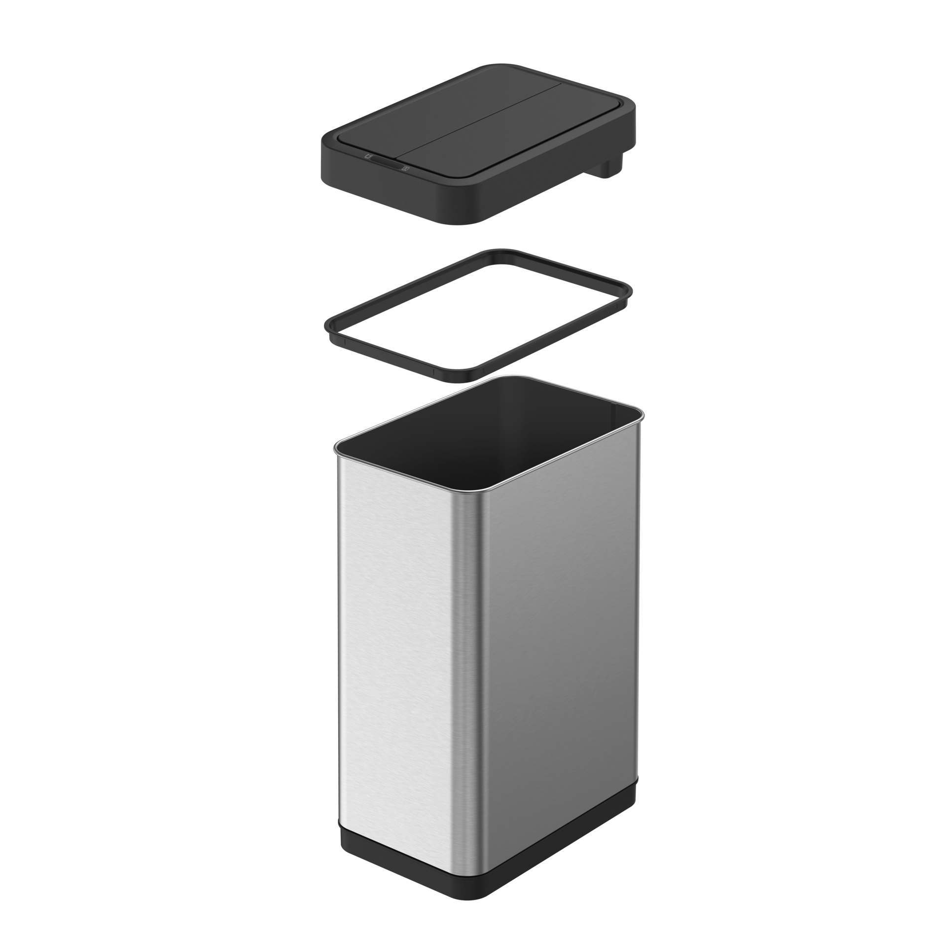 Tacho de Basura Sensor Phantom X 50L Acero Inoxidable – Tapa Dual Automática, Antihuellas y Ahorro de Espaci