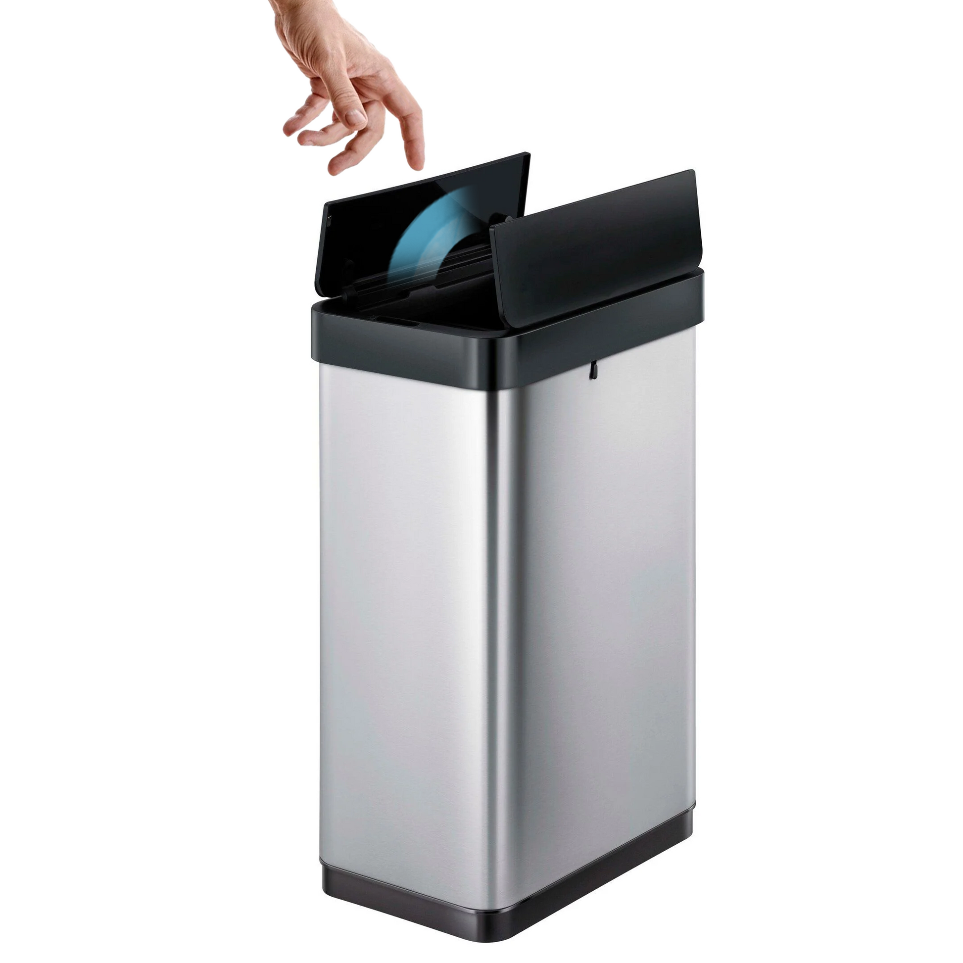 Tacho de Basura Sensor Phantom X 50L Acero Inoxidable – Tapa Dual Automática, Antihuellas y Ahorro de Espaci