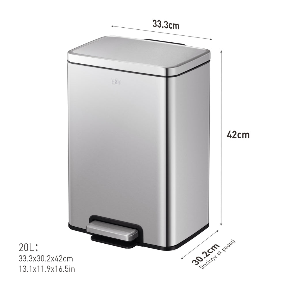 Tacho de basura con pedal Madison 20 L acero plateado mate