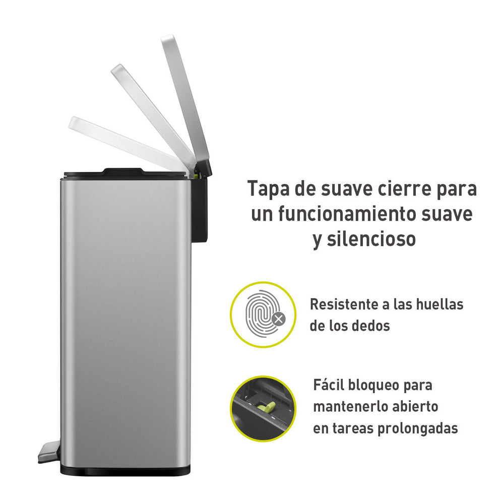 Tacho de basura con pedal Madison 50 L acero plateado mate