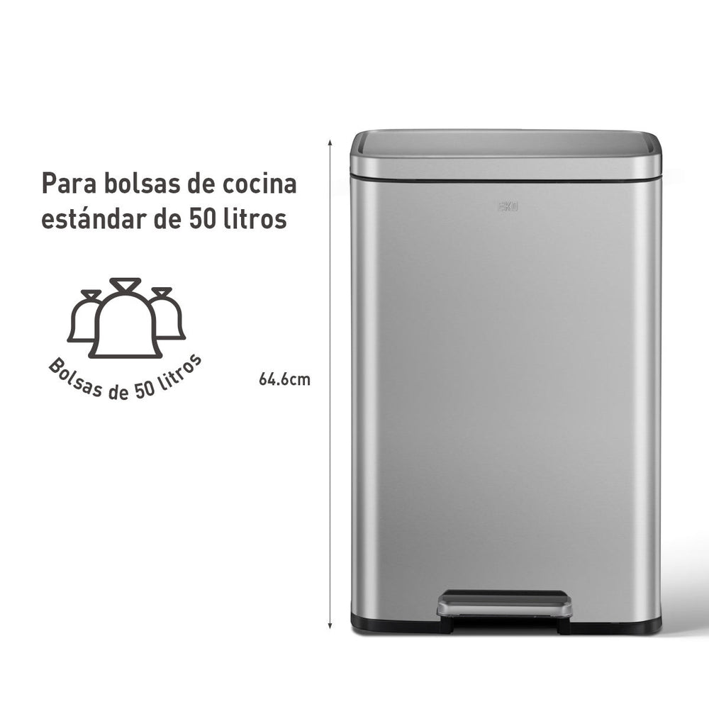 Tacho de basura con pedal Madison 50 L acero plateado mate