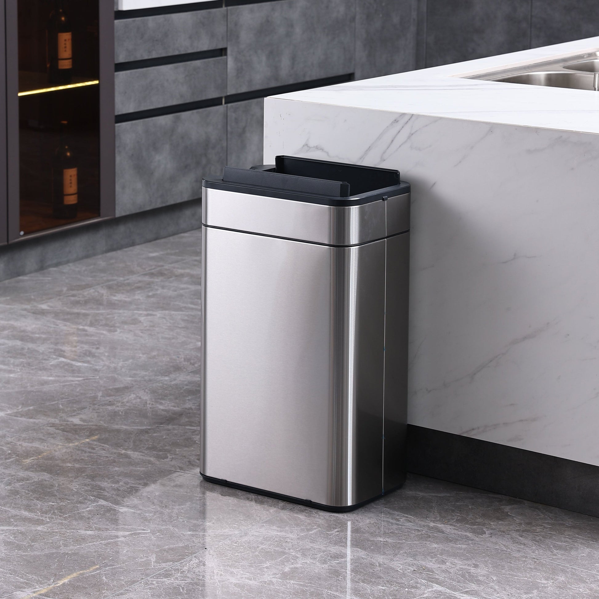 Tacho de basura con sensor 50L acero inoxidable alas