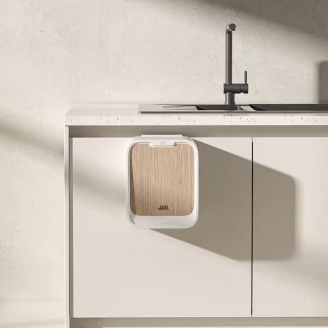 Tacho de basura con sensor gabinete 7 L amaderado · ABS · USB