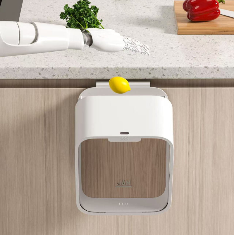 Tacho de basura con sensor gabinete 7 L amaderado · ABS · USB