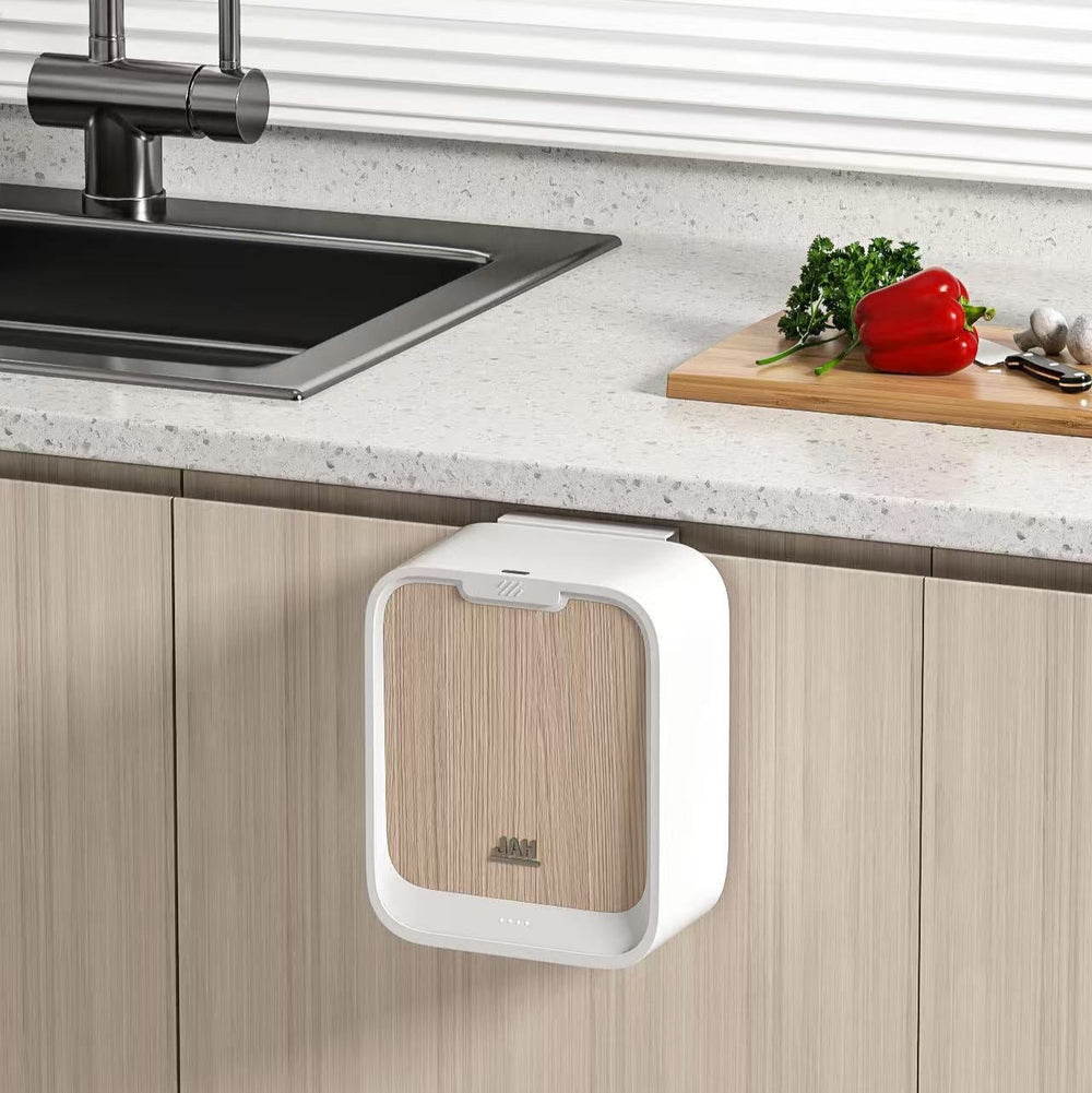 Tacho de basura con sensor gabinete 7L amaderado – ABS - USB